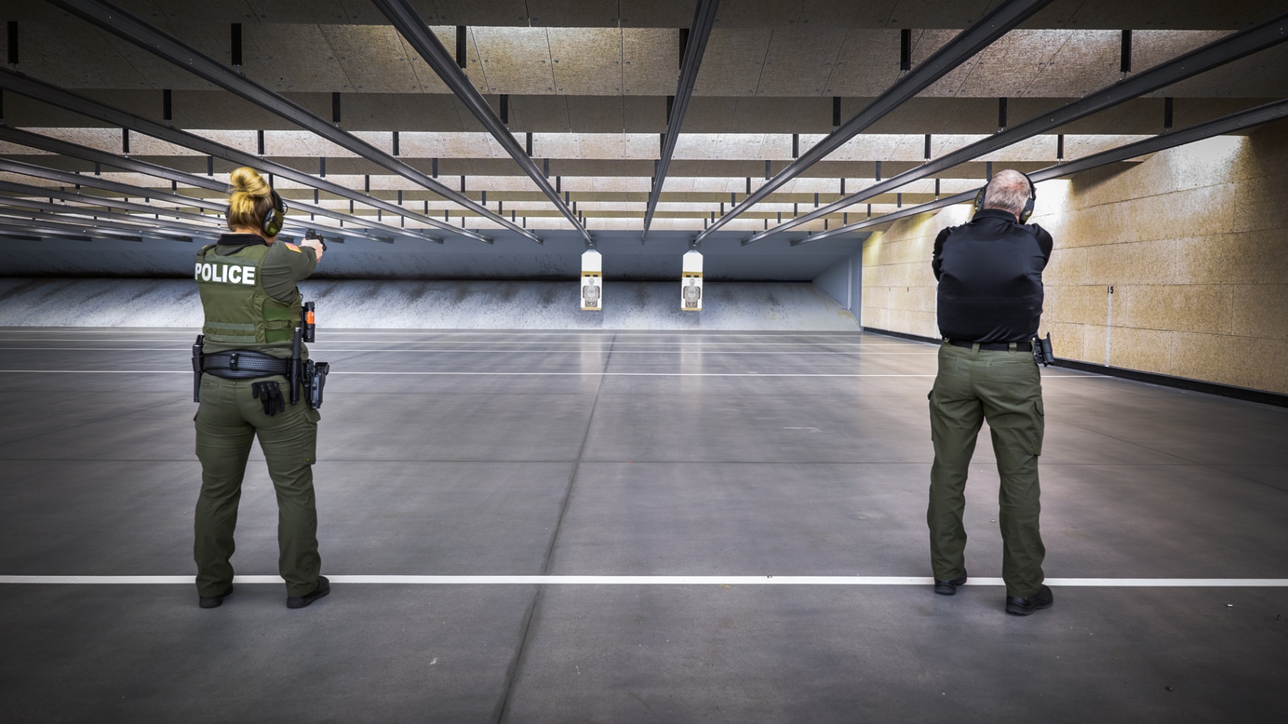 Officers on the lit range